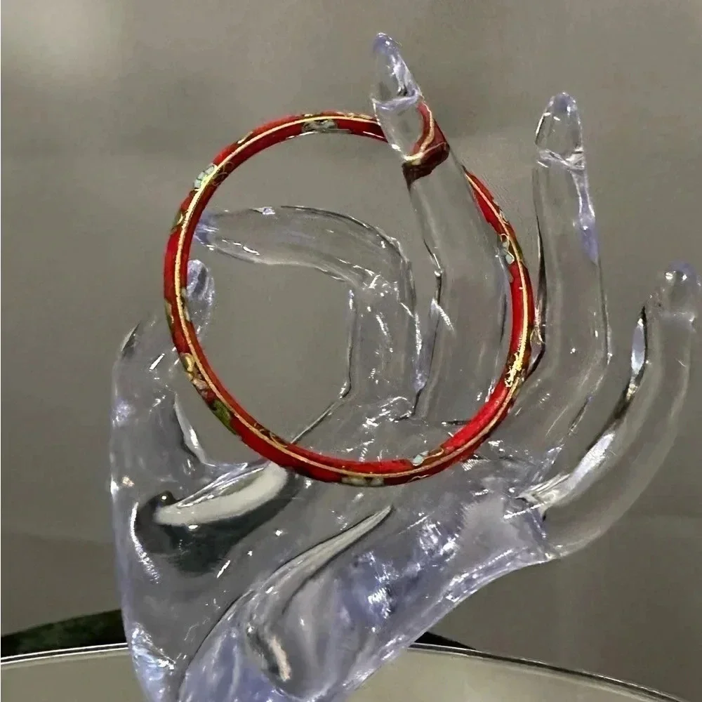 2 for $30 💎💟Women’s Vintage Cloisonné Hand Painted Floral Bangle Bracelet 8” - Picture 2 of 10